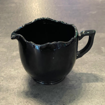 L.E. Smith Black Amethyst Creamer and Open Sugar Bowl Set