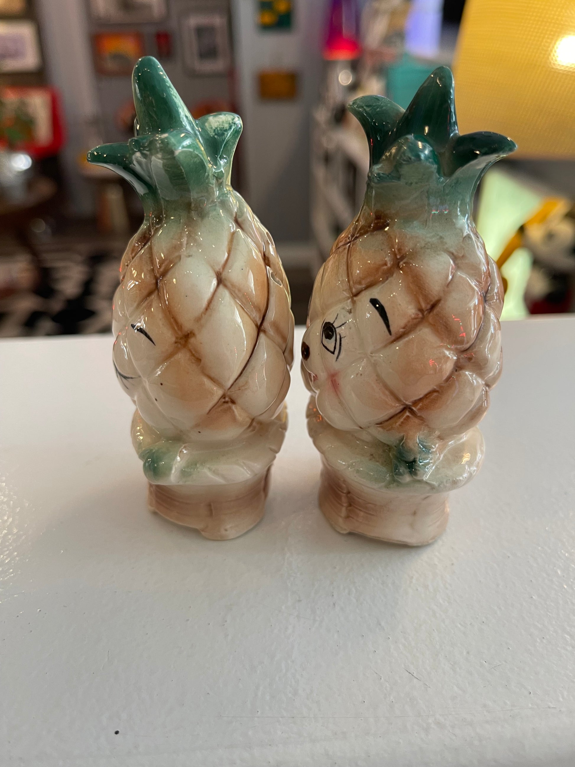 Anthropomorphic Pineapple Salt and Pepper Shakers