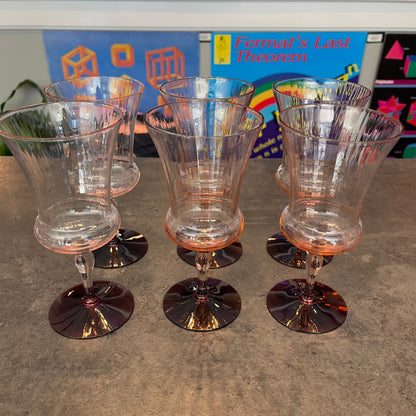 Set of 6 Utility Glassworks Pink Goblets