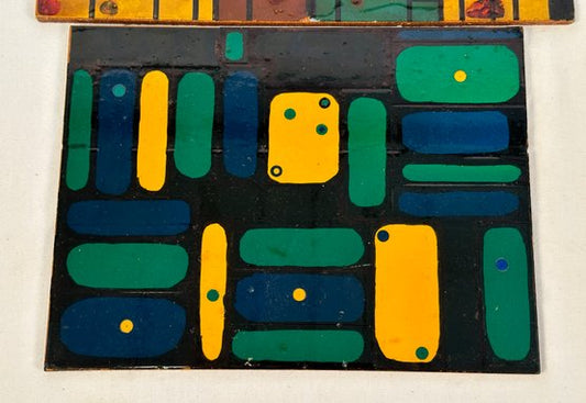 Green Yellow Abstract on Wood