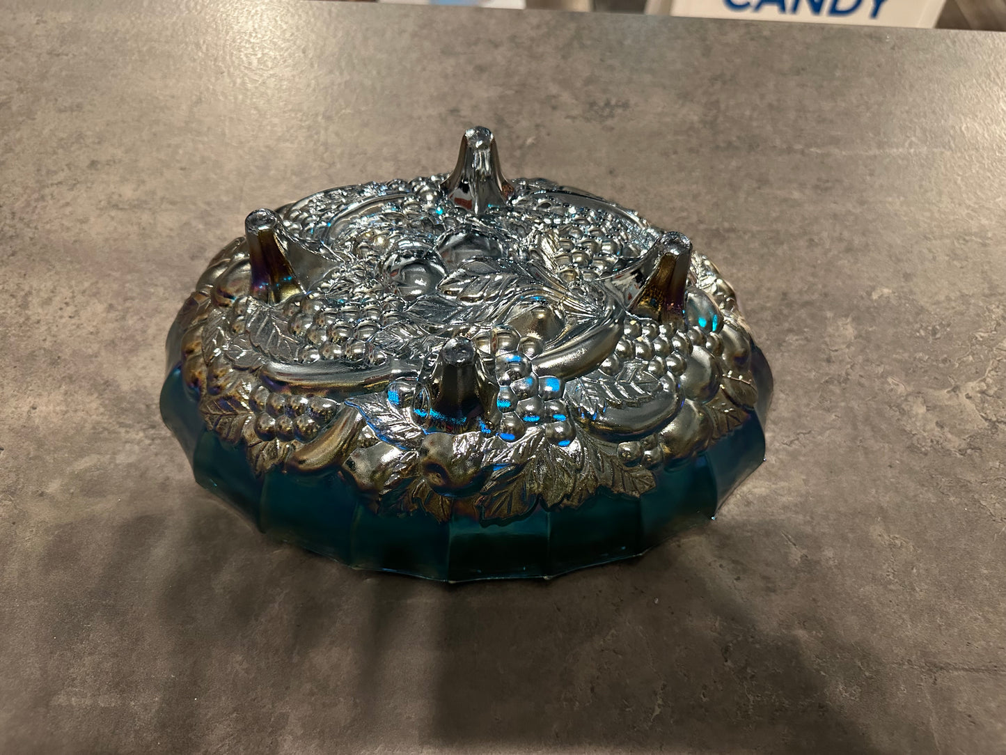 Drop Dead Gorgeous Iridescent Blue Indiana Glass Bowl