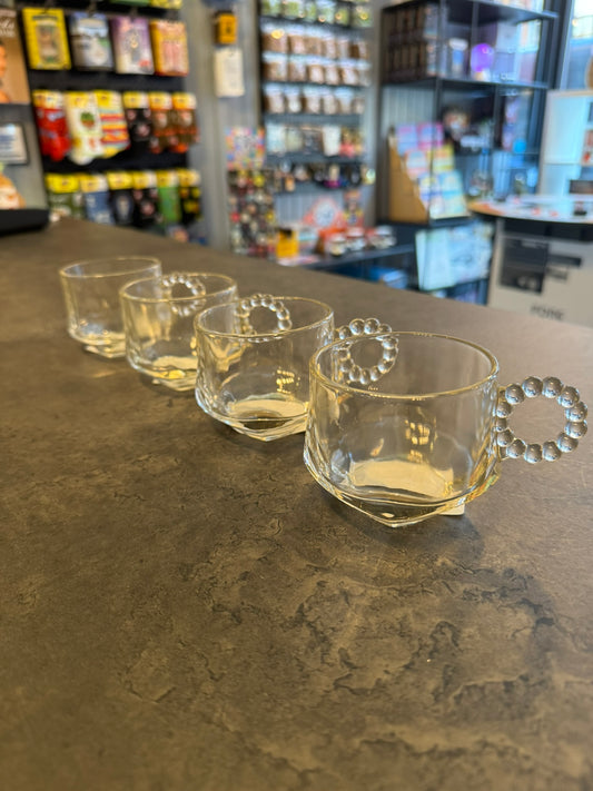 Glass Ball Handled Mugs Set of 4