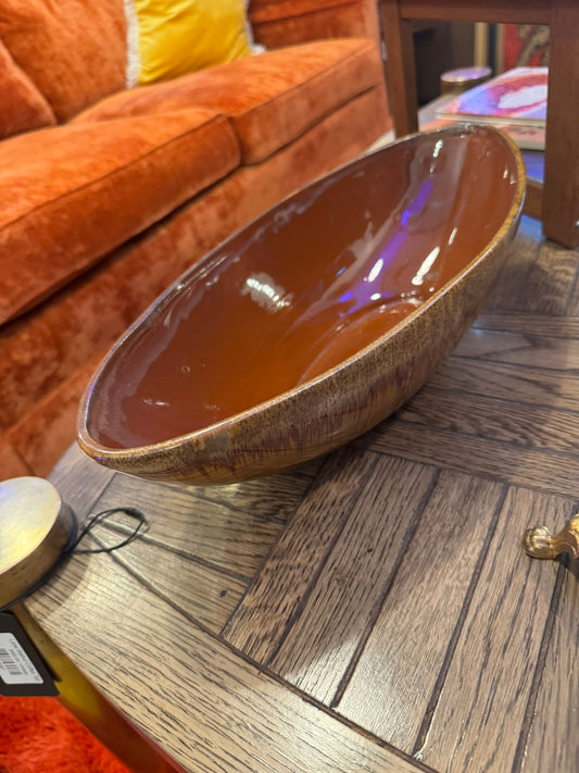 Stoneware Brown Elongated Bowl