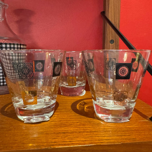 Black Gold Design Glasses Set of 6