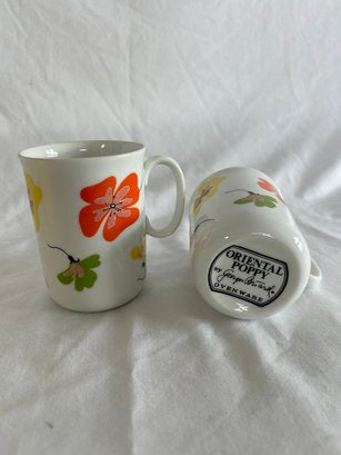 Set of 2 Georges Briard Oriental Poppy Mugs