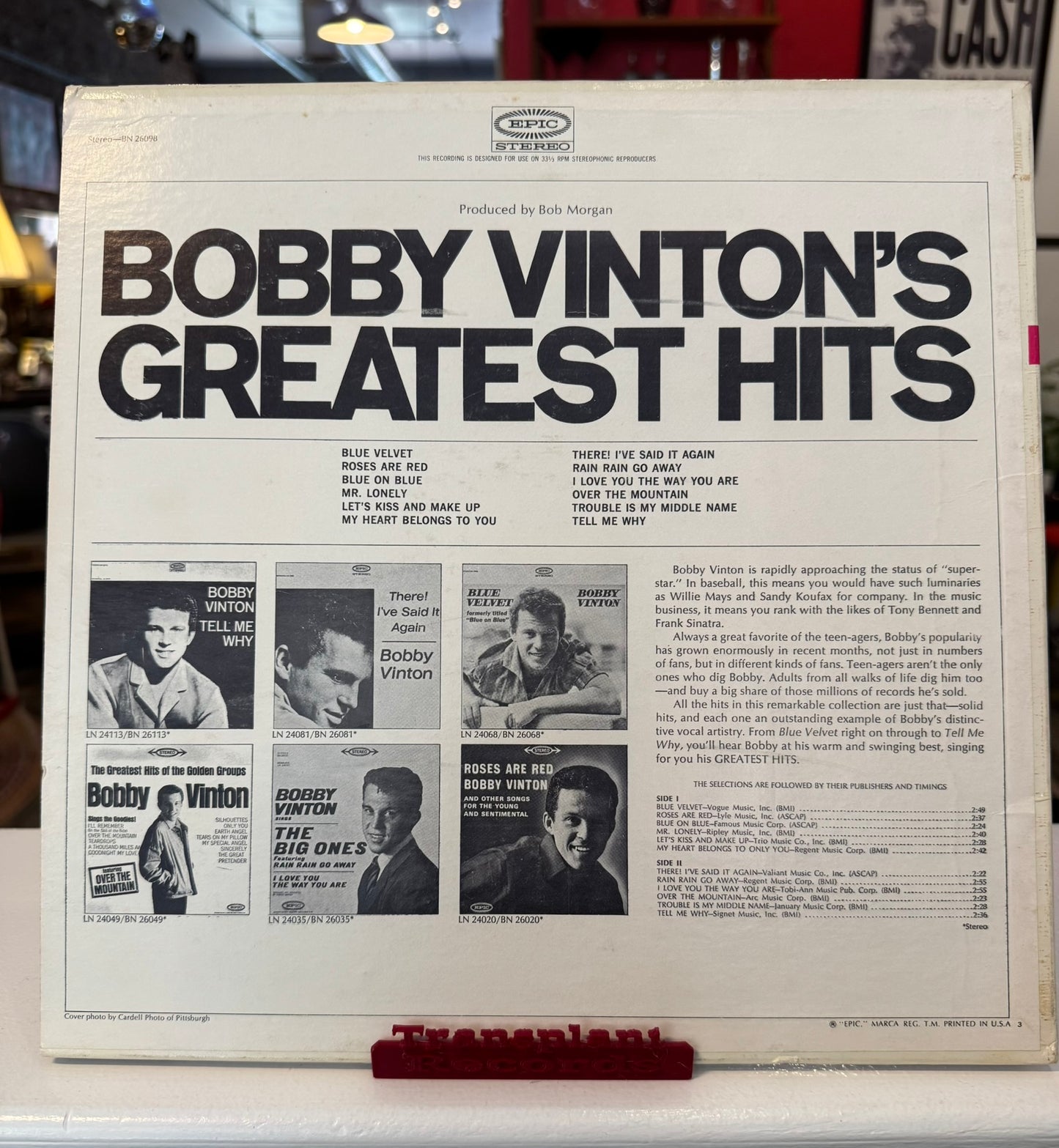 Bobby Vinton "Greatest Hits" Vinyl