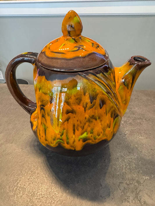 Brown and Orange Glazed Teapot
