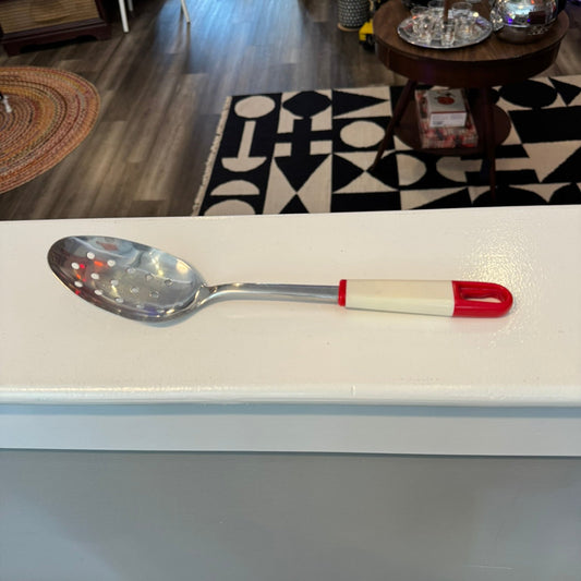 Red White Slotted Spoon