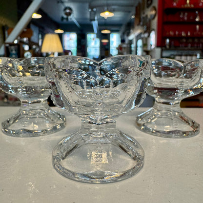 Set of 5 Footed Salt Cellars Pressed Vintage Glass