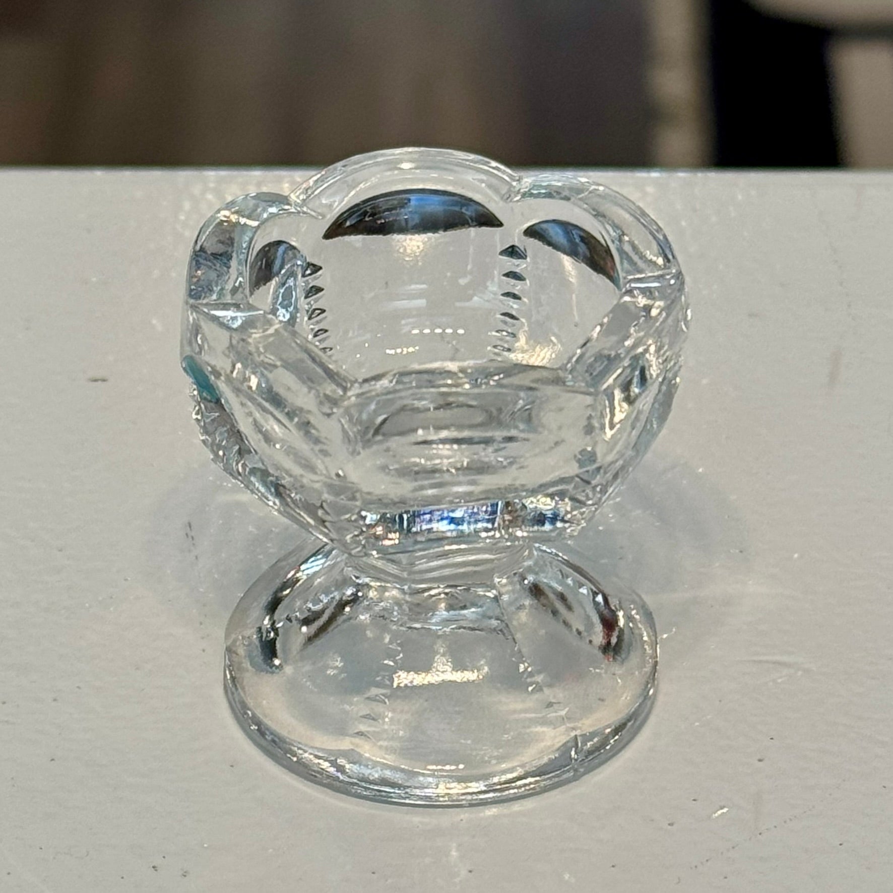 Set of 5 Footed Salt Cellars Pressed Vintage Glass