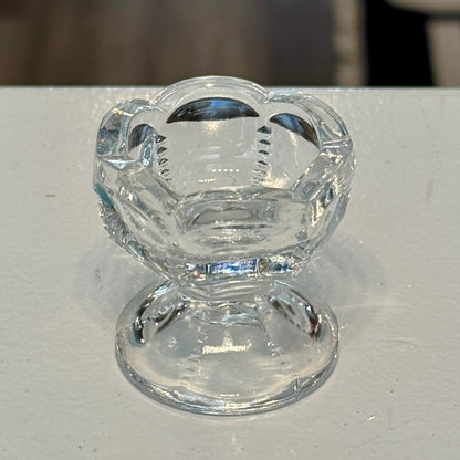 Set of 5 Footed Salt Cellars Pressed Vintage Glass