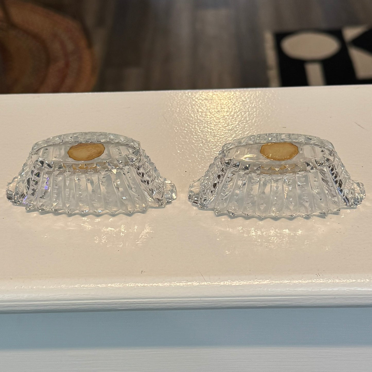 Pair of Irving W. Rice NYC Cut Crystal Salt Cellars