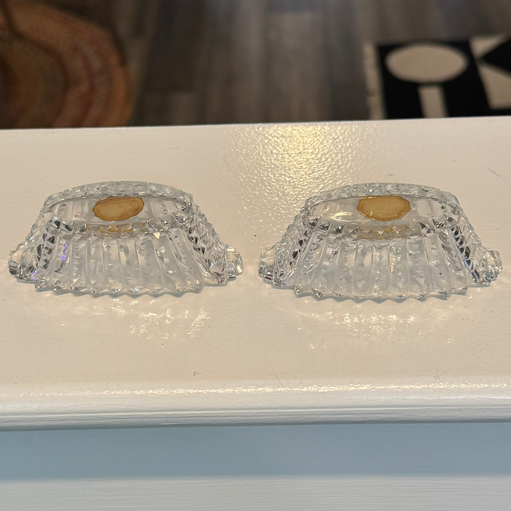 Pair of Irving W. Rice NYC Cut Crystal Salt Cellars