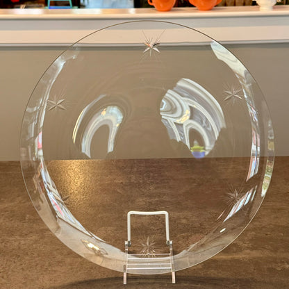 Cut Glass Plate With 6 Pointed Stars Atomic Style 13.5" Diameter