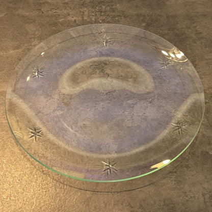 Cut Glass Plate With 6 Pointed Stars Atomic Style 13.5" Diameter
