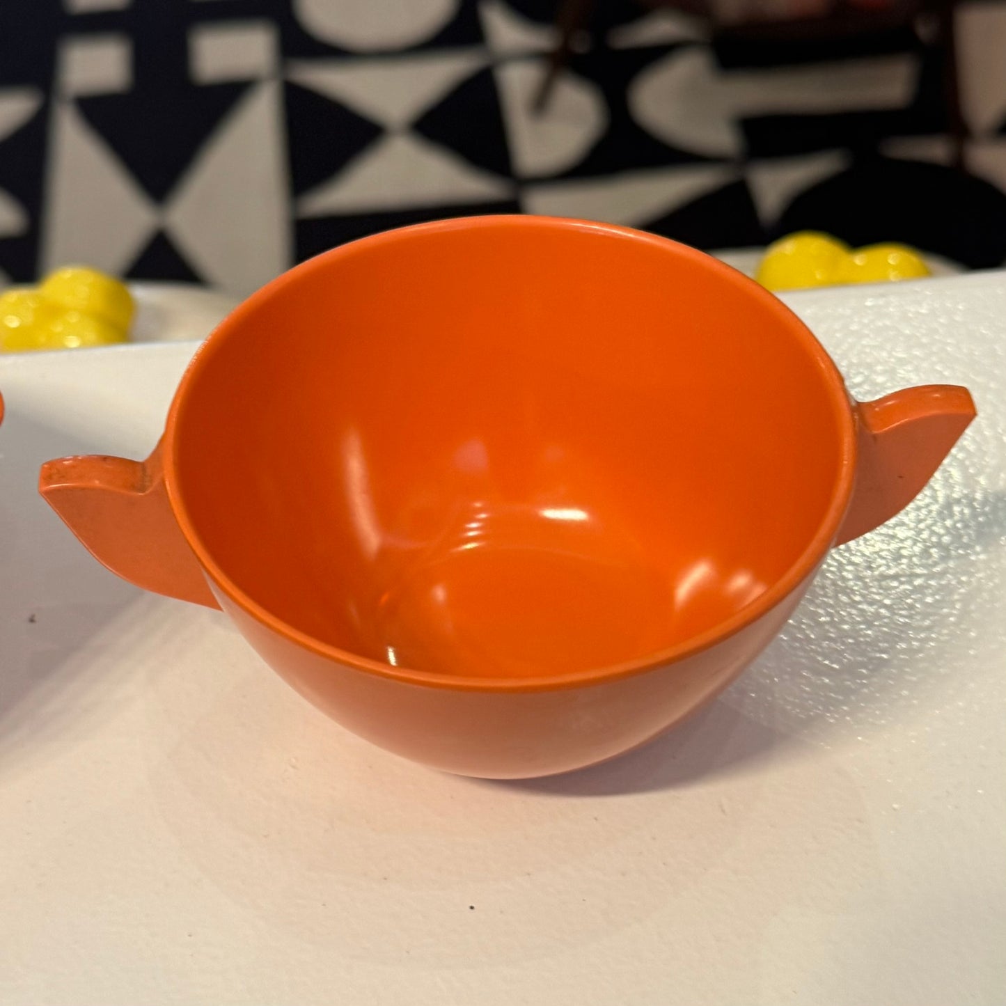 Melmac Style Melamine Sugar and Creamer Set Orange