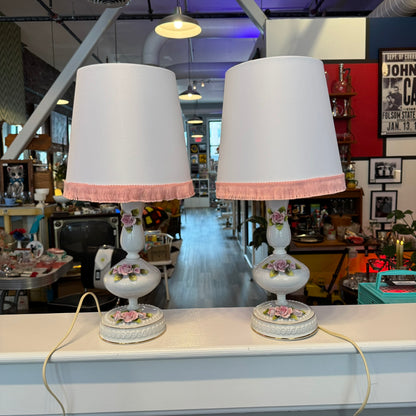 Pair of Vintage Porcelain Capodimonte Style Lamps