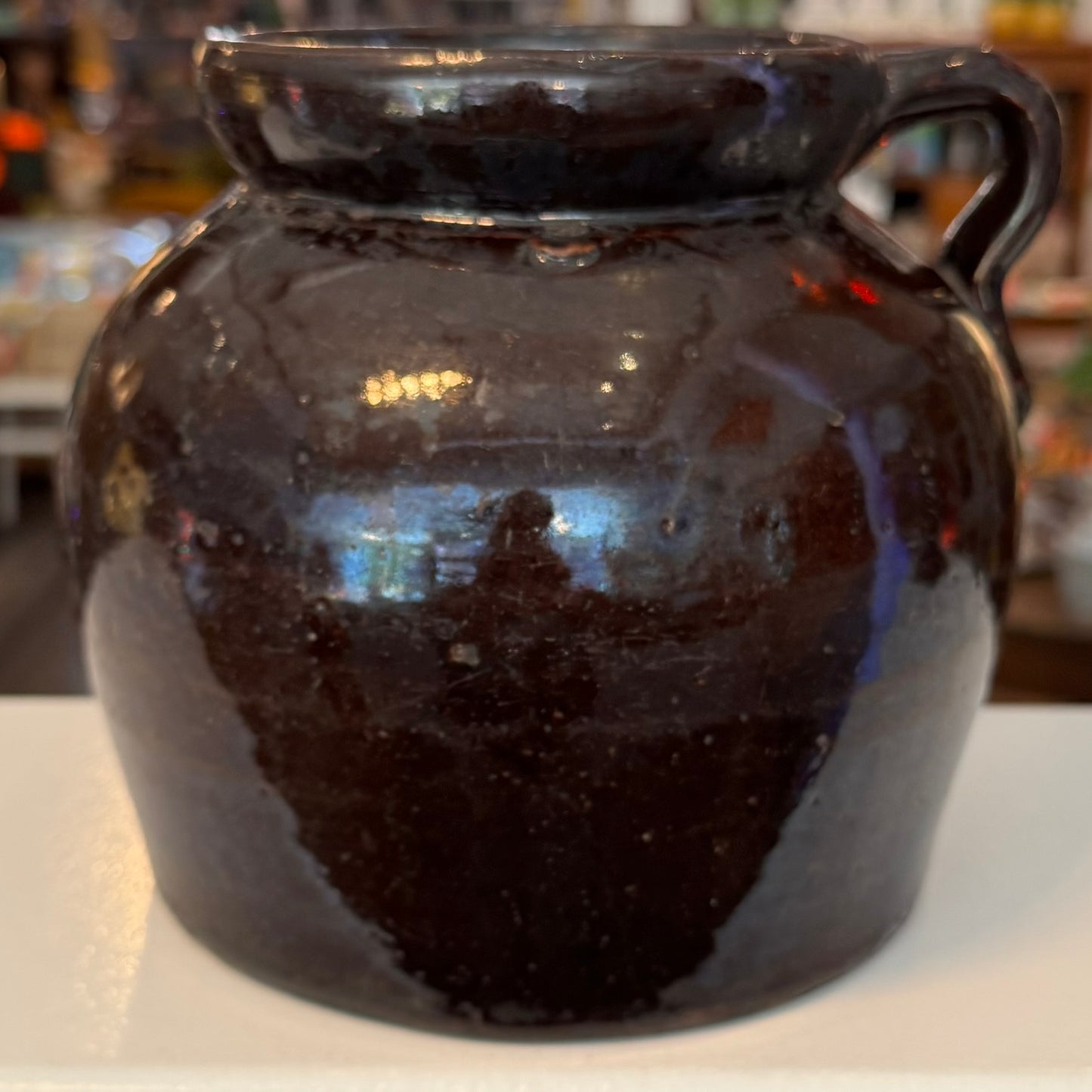 Vintage Pottery Glazed Beanpot