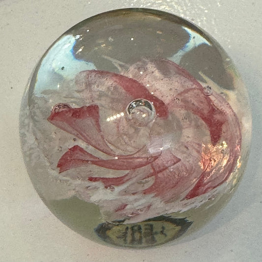Vintage Dynasty Gallery Glass Paper Weight Pink/White
