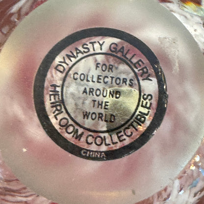 Vintage Dynasty Gallery Glass Paper Weight Pink/White