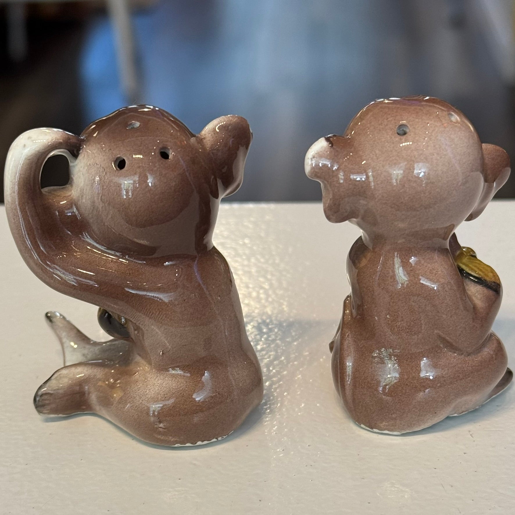Monkeys with Bananas Salt and Pepper Shakers Vintage