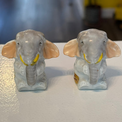 Elephants with Bows Salt and Pepper Shakers Vintage