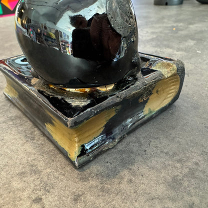Black Cat on Book Ashtray Ceramic