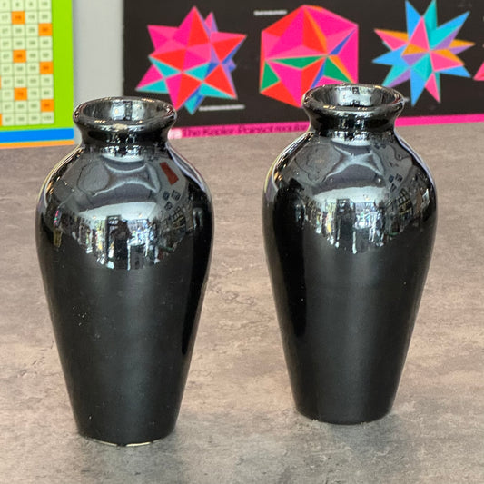 Pair of Black Glazed Vases