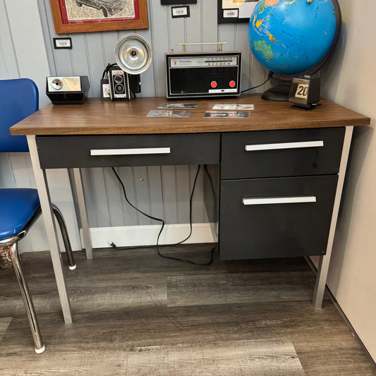 Black and Silver Metal Office Desk Small