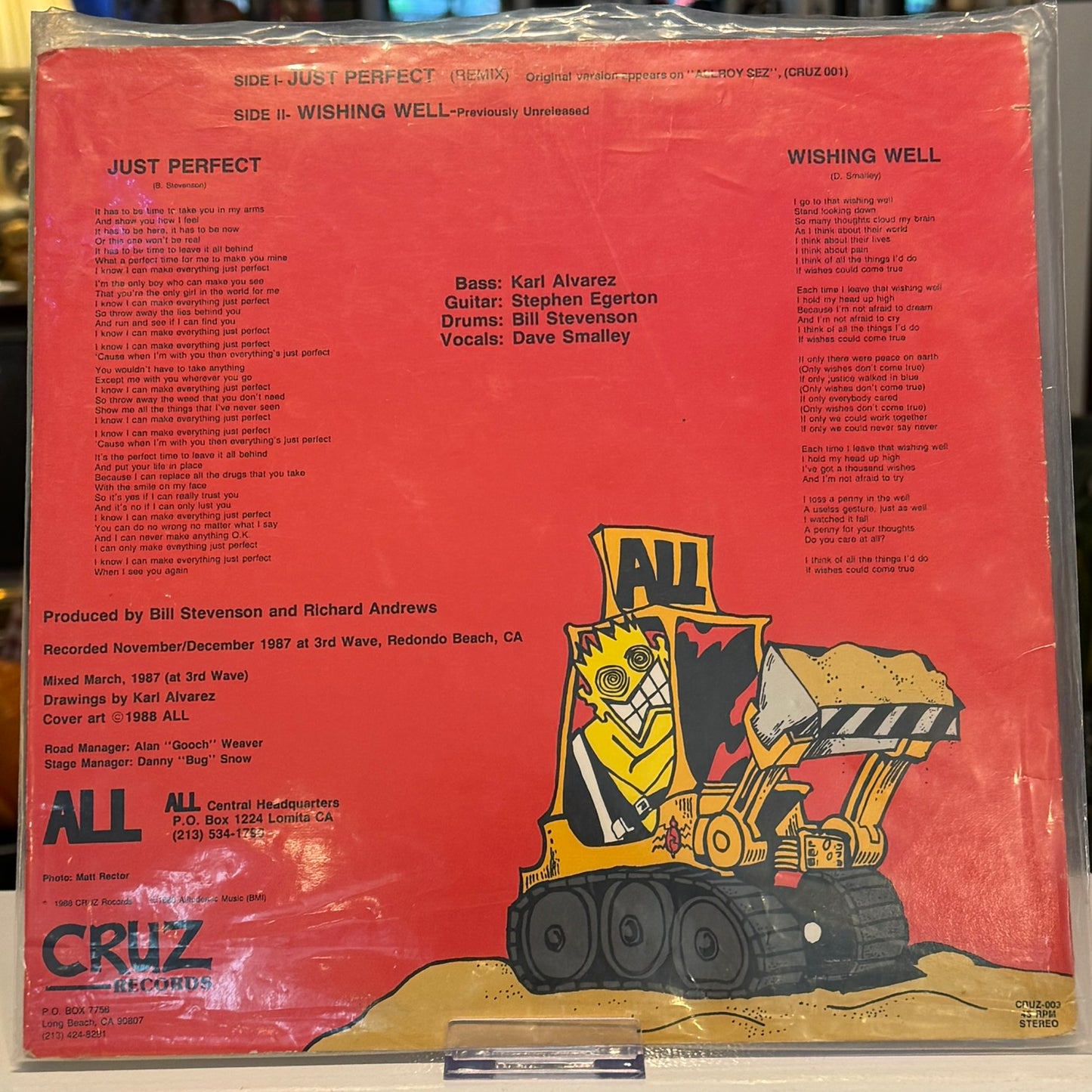 ALL - "Just Pefect/Wishing Well" 1988 12" Single Vinyl