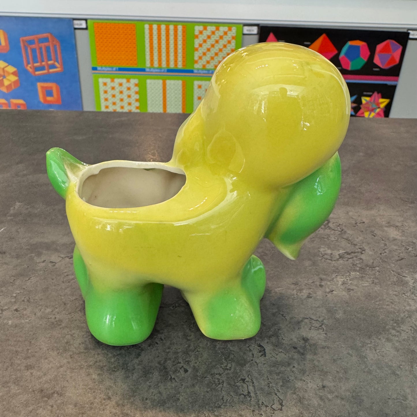 Green Ceramic Glazed Dog Planter