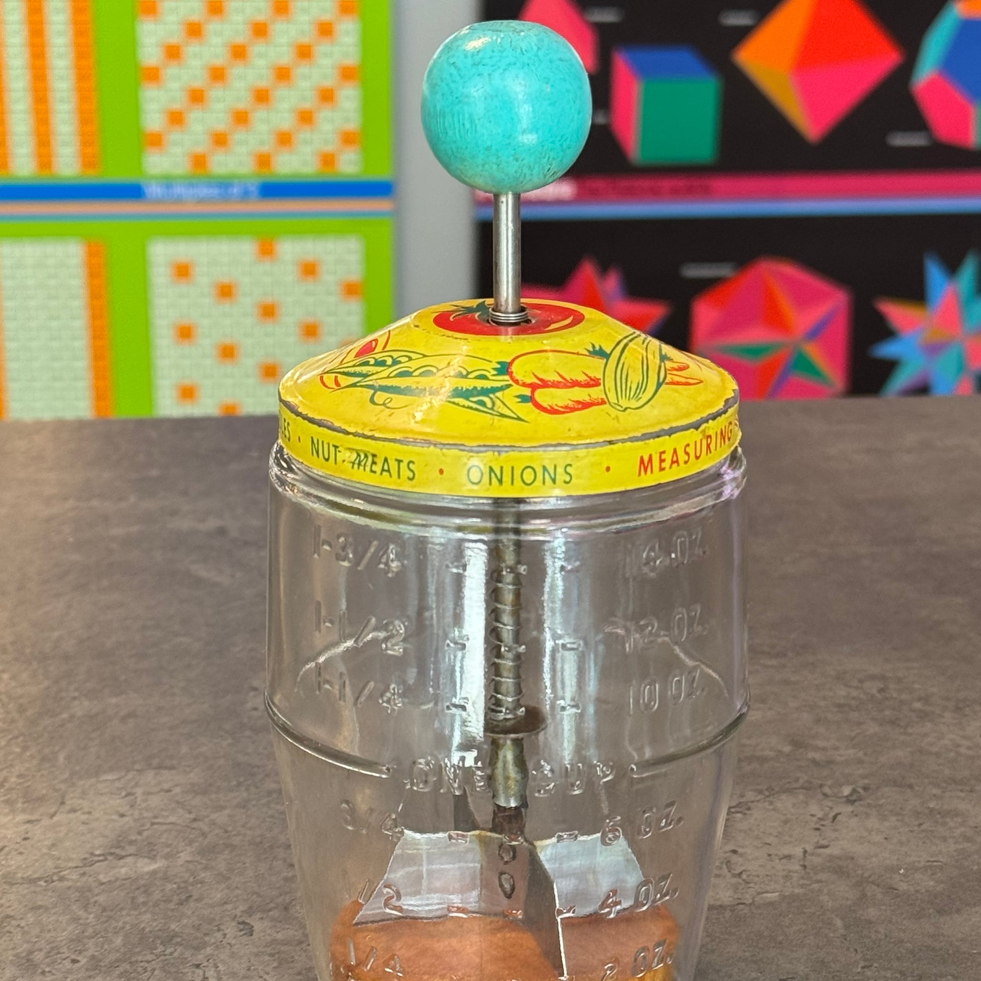 Yellow and Blue Vintage Jar Food Chopper