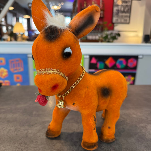 Vintage Orange Flocked Donkey Bank