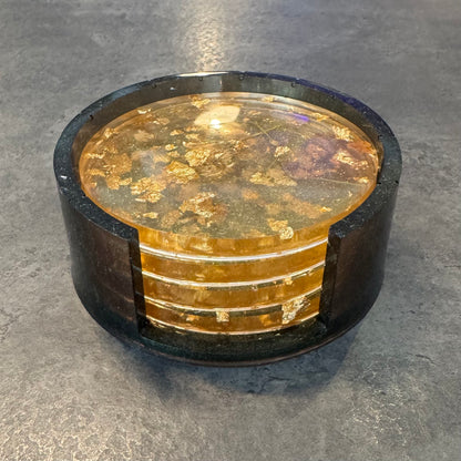 Resin Glitter and Gold Coaster Set of 4