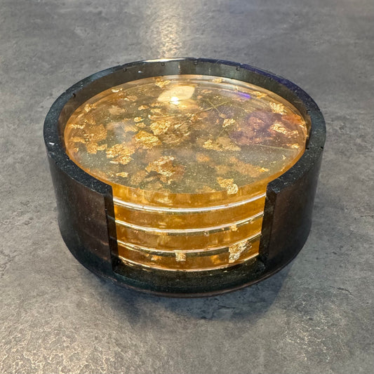 Resin Glitter and Gold Coaster Set of 4