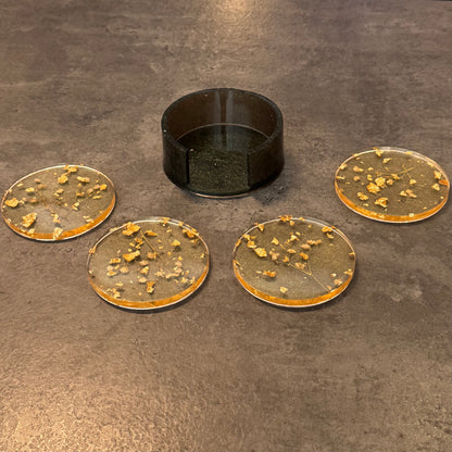 Resin Glitter and Gold Coaster Set of 4