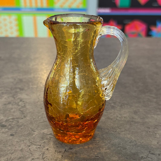 Amber Glass Cracked Pitcher Small