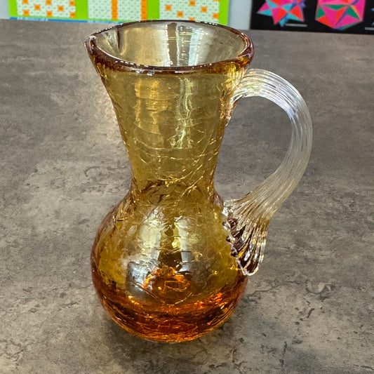 Amber Glass Crackled Pitcher