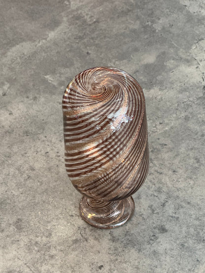 Murano Flower Vase Brown with Gold Inclusions