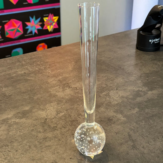 9.5" Scandinavian Art Glass Bud Vase Controlled Bubbles