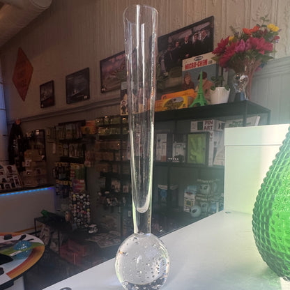 9.5" Scandinavian Art Glass Bud Vase Controlled Bubbles