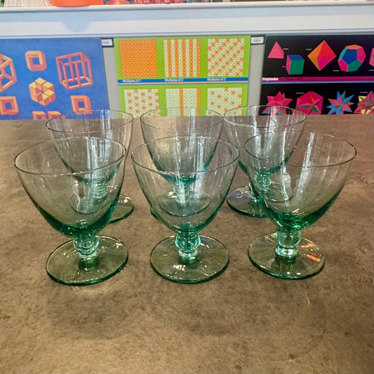 Mid-Century Hand Blown Cocktail Glasses Sea Green - Set of 6