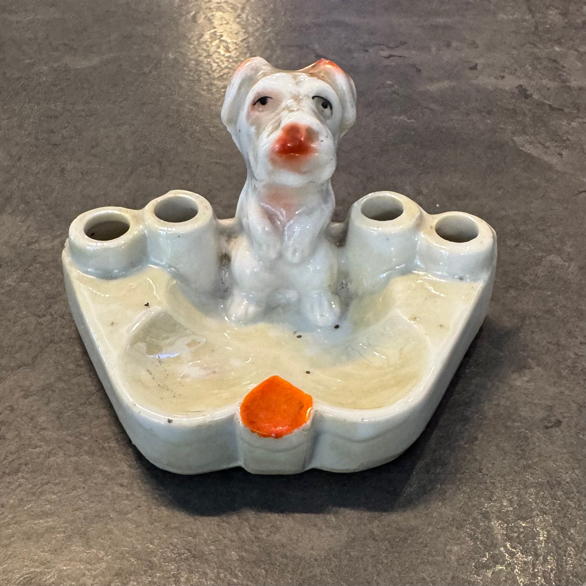 Vintage Dog Ashtray with 4 Cigarette Holders