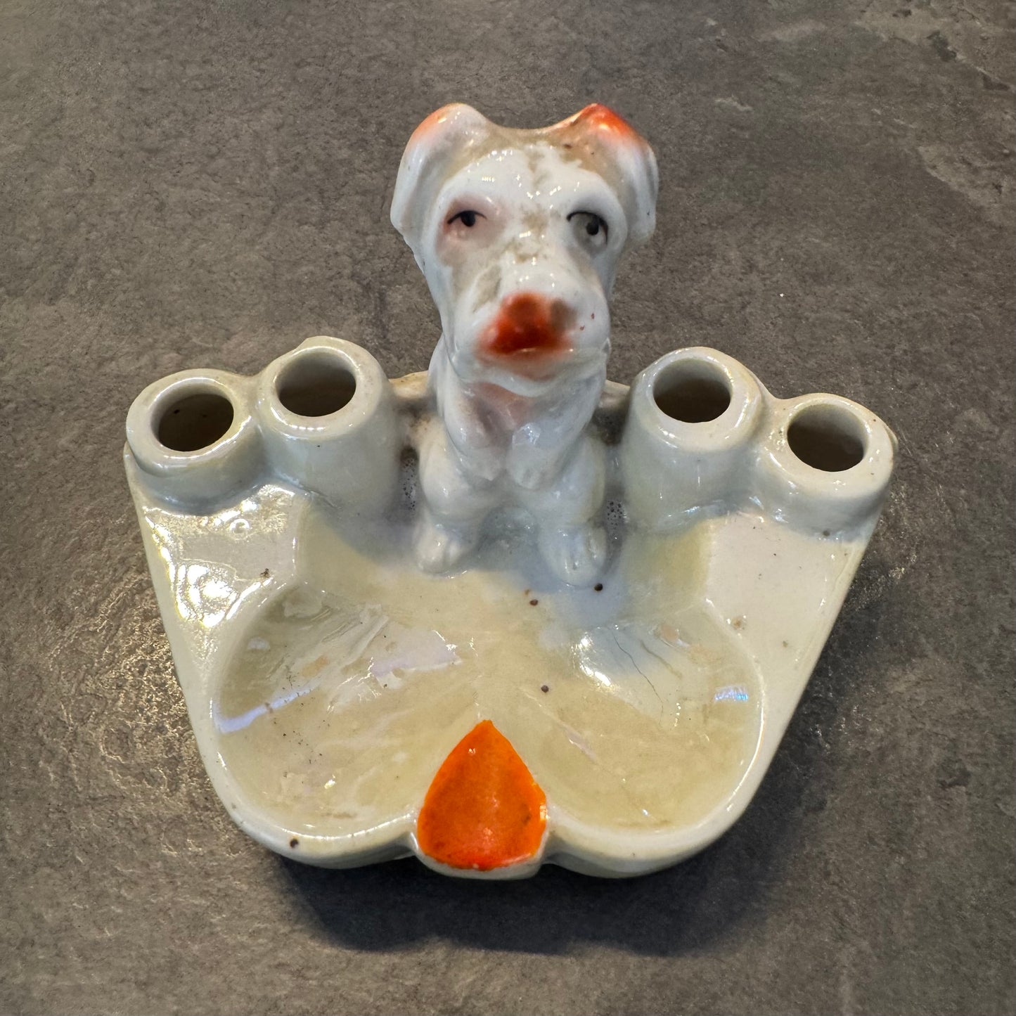 Vintage Dog Ashtray with 4 Cigarette Holders
