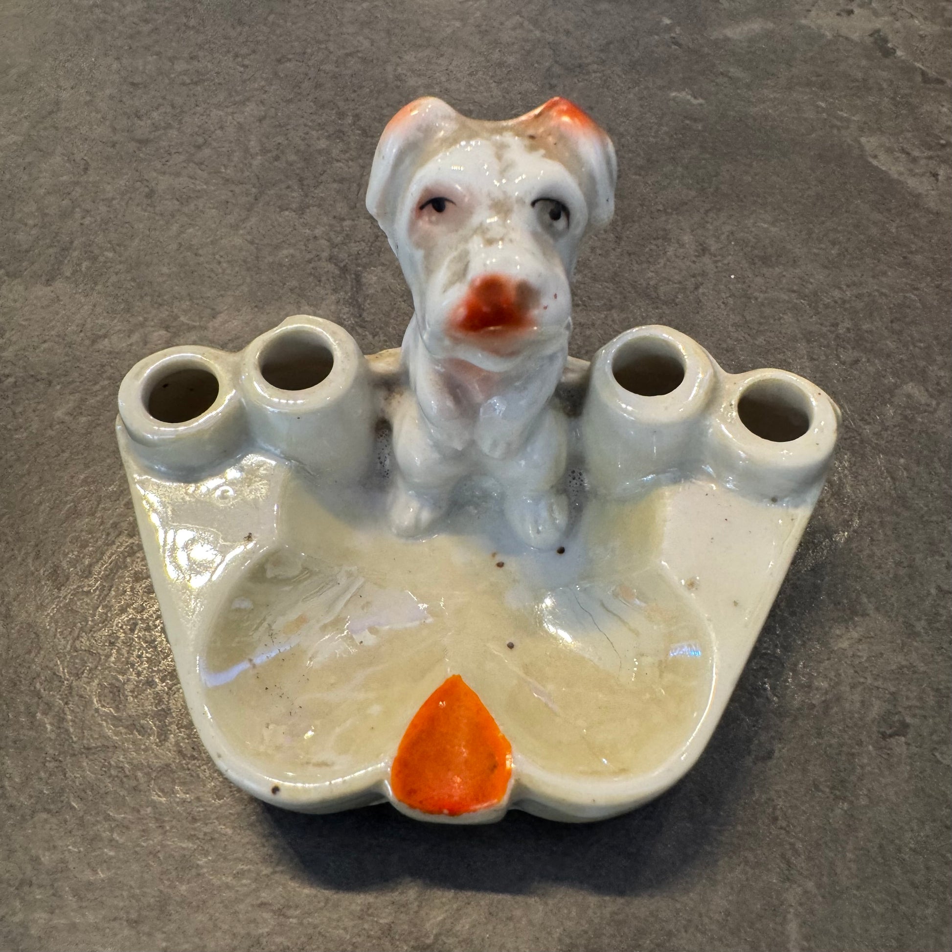 Vintage Dog Ashtray with 4 Cigarette Holders