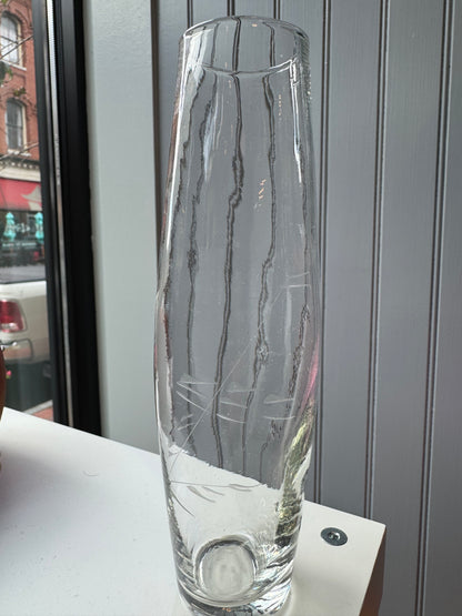 Etched Glass Vase with Nature Design.