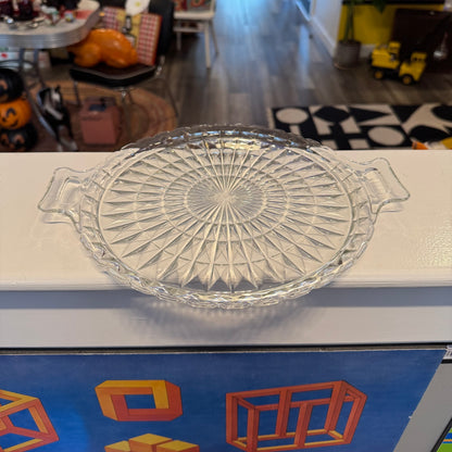 Art Deco Style Pressed Glass Serving Tray with Handles