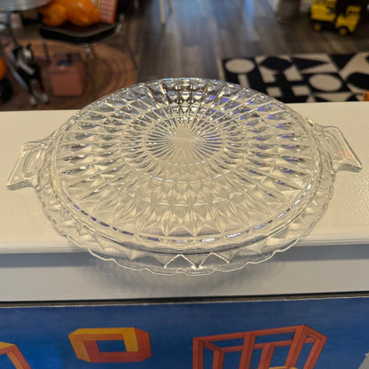 Art Deco Style Pressed Glass Serving Tray with Handles