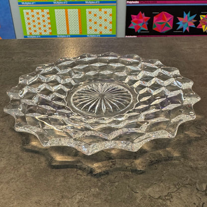 Fostoria American clear glass plat - "American" pattern
