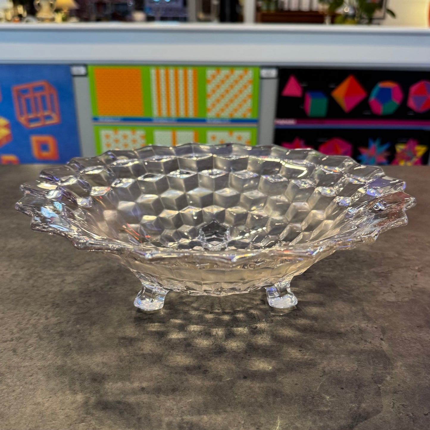 Fostoria 3 Footed Bowl "Early American" Pattern